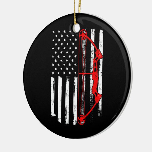 Archery Compound Bow Shooting USA Flag Bowhunter Keramik Ornament (Links)