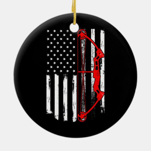 Archery Compound Bow Shooting USA Flag Bowhunter Keramik Ornament (Hinten)