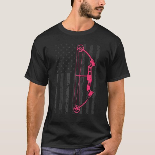 Archery Compound Bow USA American Flag Bowhunting T-Shirt (Vorderseite)