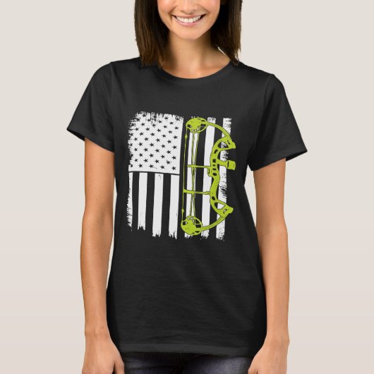 Archery Compound Bow Usa Flag American Flag Bow Ar T-Shirt (Vorderseite)