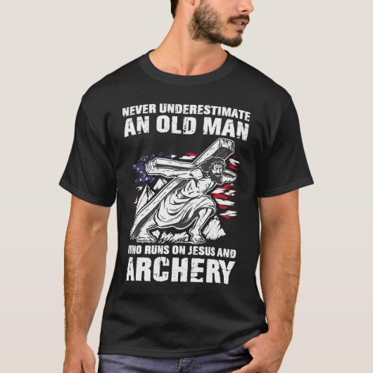 Archery Dad Christian Bow Hunting Grandpa T-Shirt (Vorderseite)