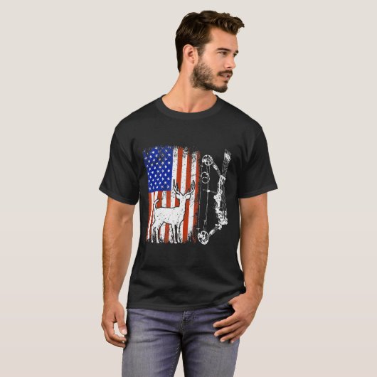 Archery Deer Hunter Bow Junting US Flag Patriotic T-Shirt (Vorne ganz)