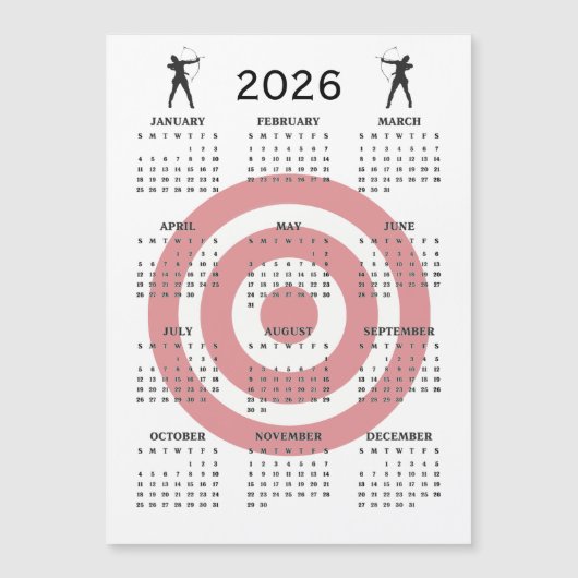 Archery Design 2026 Calendar Magnetic Card Magnetkarte (Vorderseite)