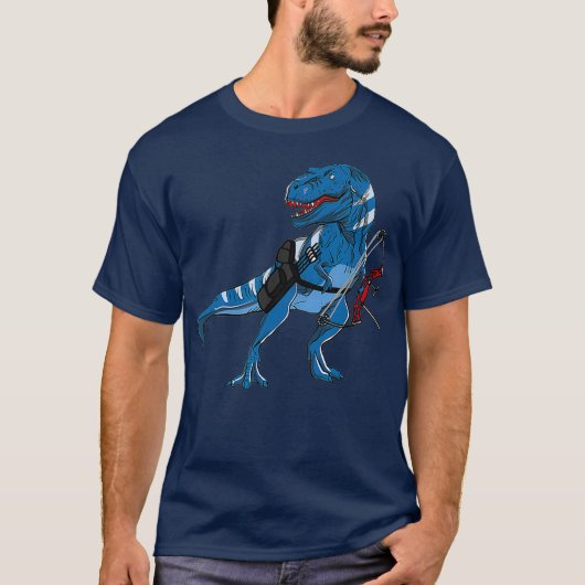 Archery Dinosaur Tee Shirt Gift Funny Trex mit (Vorderseite)