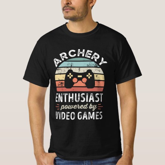 Archery Enthusiusiasten mit Videospielen T-Shirt (Vorderseite)