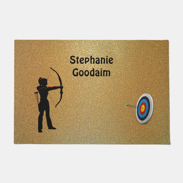 Archery Female Archer silhouette and Target Fußmatte (Vorderseite)