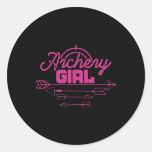 Archery Girl Funny Bow Arrow Archer Bowhunting Lov Runder Aufkleber