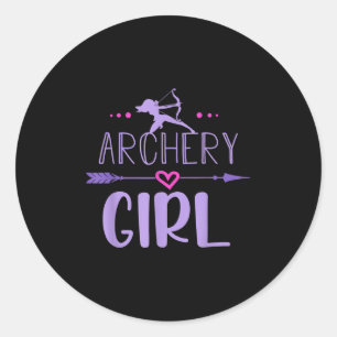 Archery Girl Funny Female Archer Quote Bow and Arr Runder Aufkleber