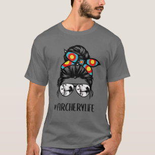 Archery Mama Life Messy Bun Haar Brille Mutter D T-Shirt