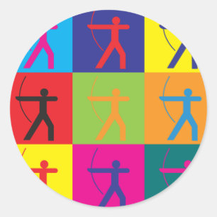 Archery Pop Art Runder Aufkleber