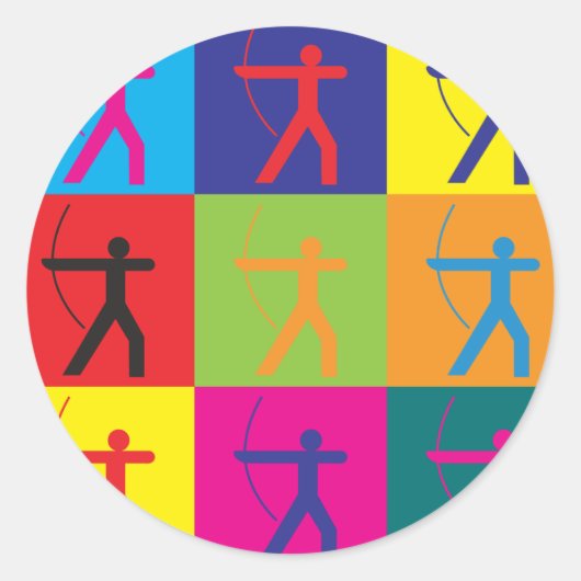 Archery Pop Art Runder Aufkleber (Vorderseite)
