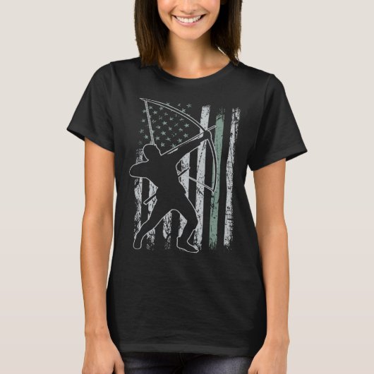 Archery Retro USA Flag 4th of July Archery T-Shirt (Vorderseite)