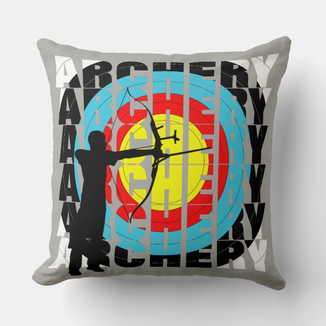 Archery Sport Coole Typografie Grafik Kissen (Vorderseite)