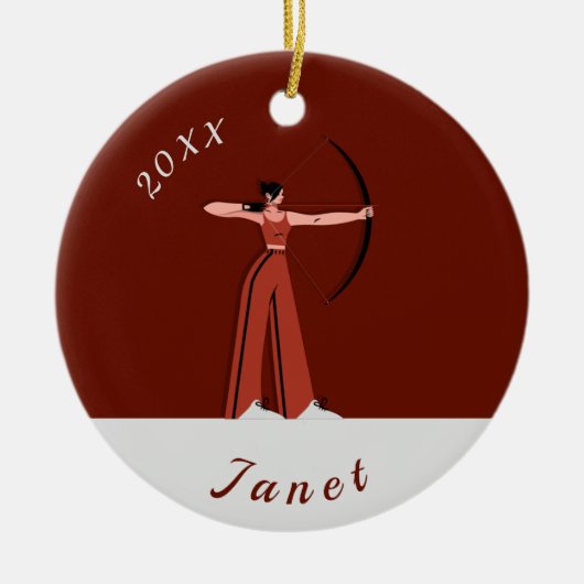 Archery Theme Bow Arrow Archers Name Dated Keramik Ornament (Vorne)