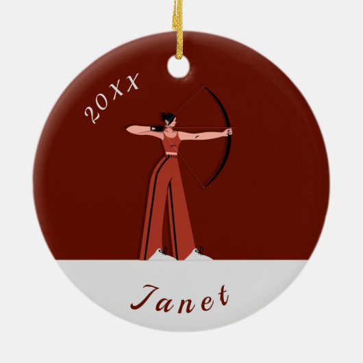 Archery Theme Bow Arrow Archers Name Dated Keramik Ornament (Hinten)