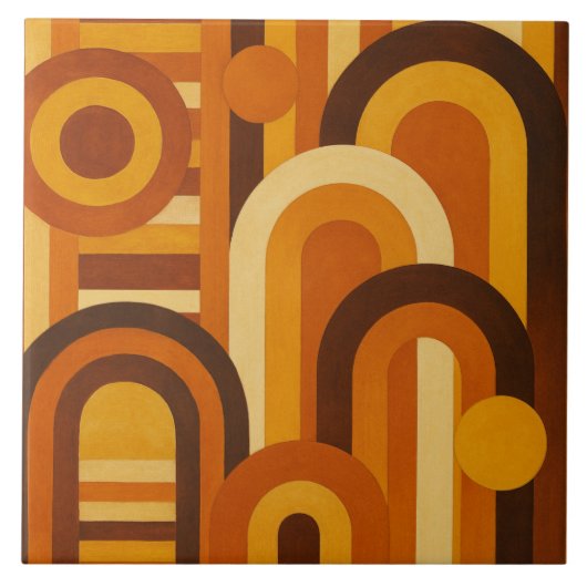 Arches and Sunspots Retro MCM Geometric Design Fliese (Vorderseite)
