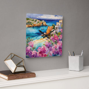 "Arches by Sea" Quadratische Wanduhr