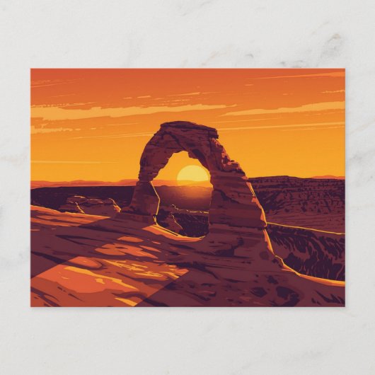 Arches Delicate Arch Sunset Art Postkarte (Vorderseite)
