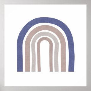 Arches der Mitte des Jahrhunderts - Blau und Beige Poster