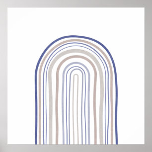 Arches der Mitte des Jahrhunderts - Blau und Beige Poster