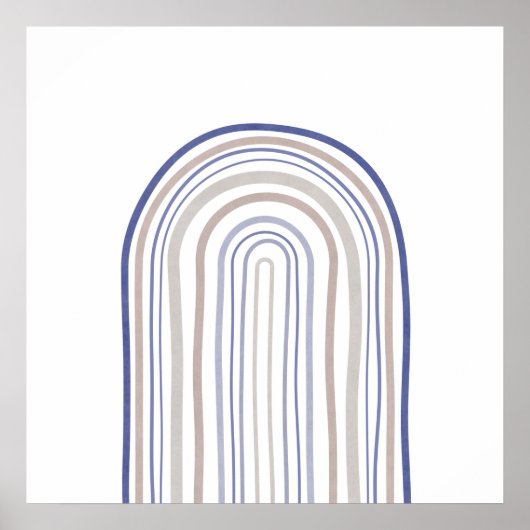 Arches der Mitte des Jahrhunderts - Blau und Beige Poster (Vorne)