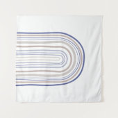 Arches der Mitte des Jahrhunderts - Blau und Beige Wandteppich (Vorderseite (Horizontal))