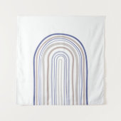 Arches der Mitte des Jahrhunderts - Blau und Beige Wandteppich (Vorderseite)