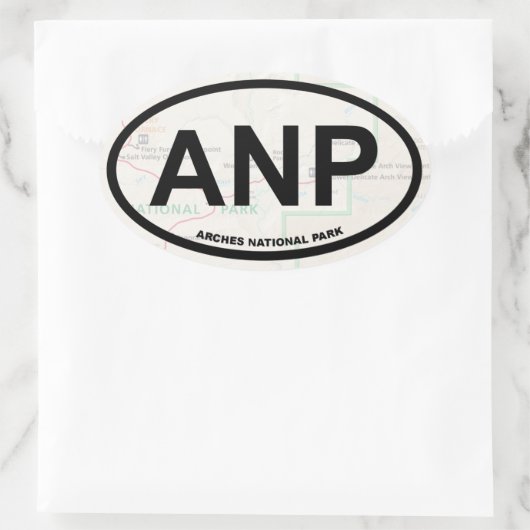 Arches Map Aufkleber (schwarzer Text) (Tasche)