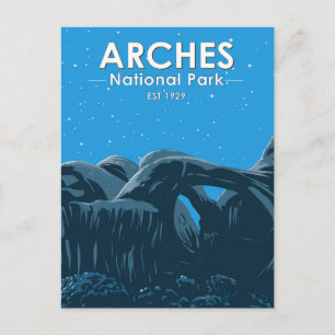Arches National Park Doppelbogen-Nachthimmel Vinta Postkarte