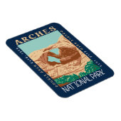 Arches National Park Doppelbogen Retro verzweifelt Magnet (Rechte Seite)