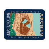 Arches National Park Doppelbogen Retro verzweifelt Magnet (Horizontal)