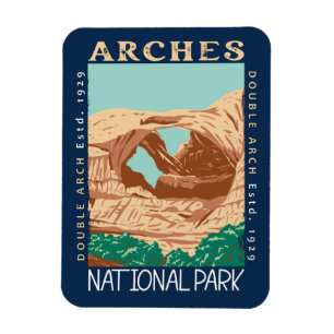 Arches National Park Doppelbogen Retro verzweifelt Magnet