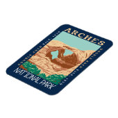 Arches National Park Doppelbogen Retro verzweifelt Magnet (Linke Seite)