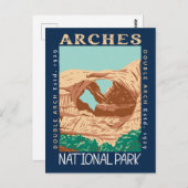 Arches National Park Doppelbogen Retro verzweifelt Postkarte (Vorne/Hinten)