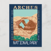Arches National Park Doppelbogen Retro verzweifelt Postkarte (Vorderseite)