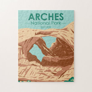 Arches National Park Doppelbogen Vintage Puzzle