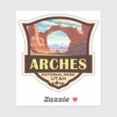Arches National Park Illustration Retro Aufkleber (Blatt)