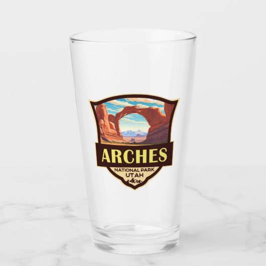 Arches National Park Illustration Retro Glas (Vorderseite)