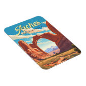 Arches National Park Illustration Retro Magnet (Rechte Seite)