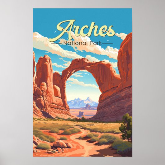 Arches National Park Illustration Retro Poster (Vorne)