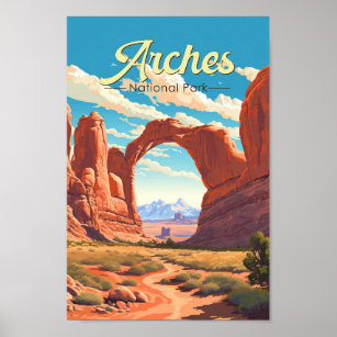 Arches National Park Illustration Retro Poster