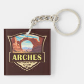 Arches National Park Illustration Retro Schlüsselanhänger (Rückseite)