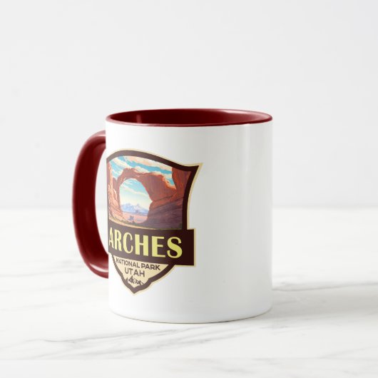 Arches National Park Illustration Retro Tasse (Vorderseite Links)