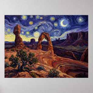 Arches National Park Sternenhimmel Delicate Arch Poster