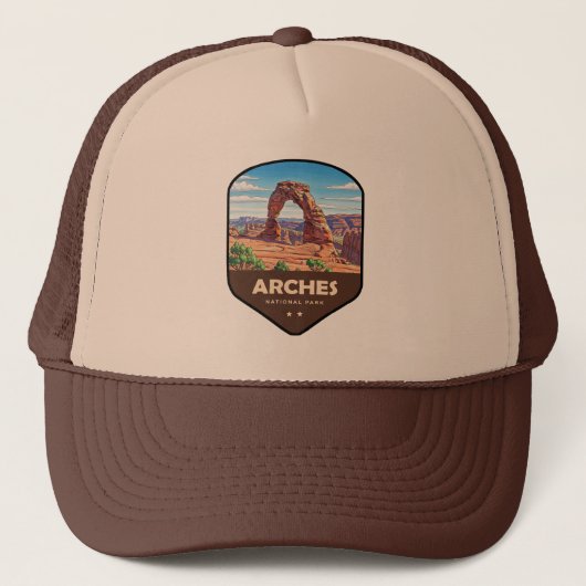 Arches National Park Utah Shield Truckerkappe (Vorderseite)