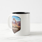 Arches National Park Utah Shield Zweifarbige Tasse (Vorderseite Links)