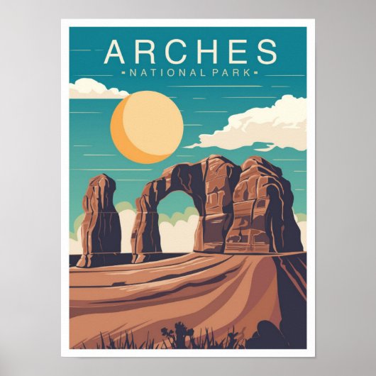 Arches National Park Utah USA Travel Illustration Poster (Vorne)