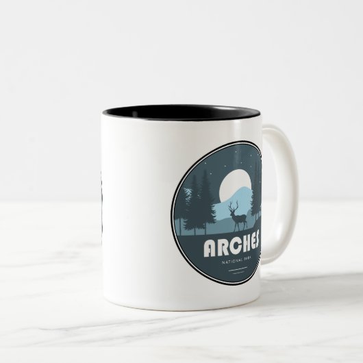 Arches Nationalpark Deer Zweifarbige Tasse (VorderseiteRechts)