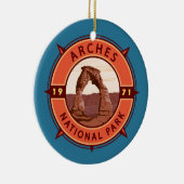 Arches Nationalpark Retro Kompass Emblem Keramik Ornament (Rechts)