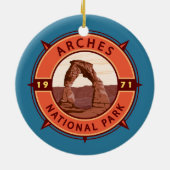 Arches Nationalpark Retro Kompass Emblem Keramik Ornament (Hinten)